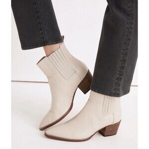 Madewell The Western Ankle Boot Harvest Moon Cream Tan Leather Ankle Boot 8.5